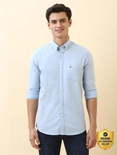 Allen Solly Men Solid Casual Light Blue Shirt