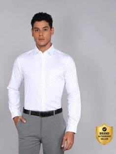 Raymond Men Self Design Formal White Shirt