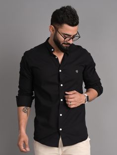FUBAR Men Solid Casual Black Shirt