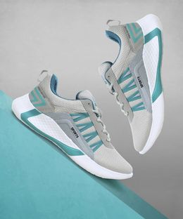 Footox Trendy Casuals Running Shoes For Men(Grey, Green , 6)