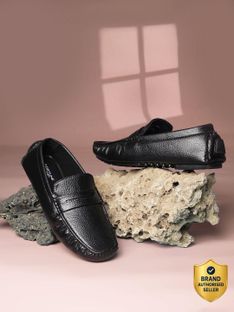 LIBERTY Fortune CLASSIK-2E Casual Slip-on Shoes With EVA Sole | Comfortable Office Wear Loafers For Men(Black , 8)