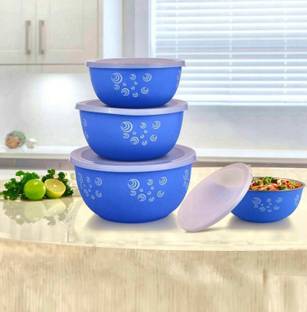 DP GLOWBERG Microwave Safe Stainless Steel Plastic Coated Designer bowl Plastic, Steel Storage Bowl