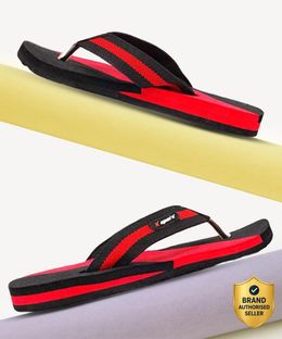Sparx Men Slippers(Black, Red , 6)