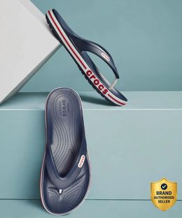 CROCS Unisex Bayaband Flip Flops(Blue , 8 UK/India)