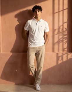Allen Solly Solid Men Polo Neck White T-Shirt