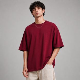 Greyscale Solid Men Round Neck Maroon T-Shirt