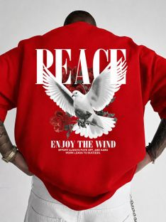 ShahaClothing Graphic Print Men Round Neck Red T-Shirt