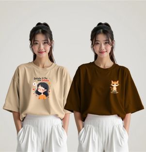 INFIRAX Printed Women Round Neck Beige, Brown T-Shirt