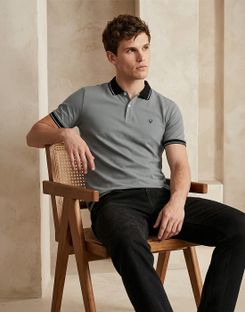 Allen Solly Solid Men Polo Neck Grey T-Shirt