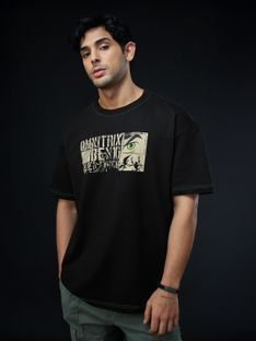 The Souled Store Cartoon Men Round Neck Black T-Shirt
