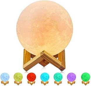 Diameter 6.2 inch Moon Lamp,Rechargeable 3D Printing Moon Light Lamp,Remote&Touch Control with Wooden Stand,16 Colors Lunar Night Light for Kids Women Birthday Gifts 