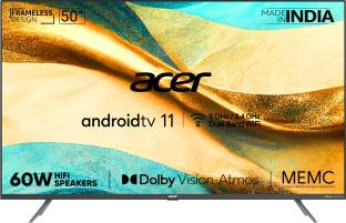 Add to Compare Acer 127 cm (50 inch) Ultra HD (4K) LED Smart Android TV with Android 11, Dolby Vision-Atmos, 60W HiFi... 4.5528 Ratings & 106 Reviews Operating System: Android Ultra HD (4K) 3840 × 2160 Pixels 3 Year Warranty on Product ₹28,999 ₹42,990 32% off Free delivery by Today Upto ₹11,000 Off on Exchange Bank Offer