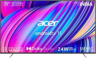 Add to Compare Acer XL Series 178 cm (70 inch) Ultra HD (4K) LED Smart Android TV with Android 11, 24W Dolby Audio, M... 48 Ratings & 1 Reviews Operating System: Android Ultra HD (4K) 3840 x 2160 Pixels 3 Years Warranty ₹59,999 ₹78,990 24% off Free delivery by Today Upto ₹11,000 Off on Exchange Bank Offer