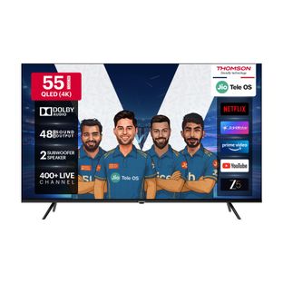Thomson 139 cm (55 inch) QLED Ultra HD (4K) Smart JioTele OS TV with 48W Sound Output | 2 Speaker | 450 Nits Brightness | Dolby Audio | Multilingual Voice Assistant | 300+ free live TV channels | 300+ JioGames | Web Browser | Sports Mode…