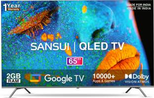 Add to Compare Sansui 165 cm (65 inch) QLED Ultra HD (4K) Smart Google TV Dolby Vision and Dolby Atmos, Black� 4.3205 Ratings & 35 Reviews Operating System: Google TV Ultra HD (4K) 3840 x 2160 Pixels 1 year comprehensive warranty and 1 year additional warranty on the panel ₹56,990 ₹79,990 28% off Free delivery by Today Lowest Price in 15 days Upto ₹11,000 Off on Exchange