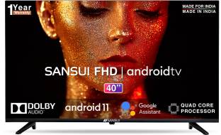 Add to Compare Sansui 102 cm (40 inch) Full HD LED Smart Android TV with Android 11 & Dolby Audio (Midnight Black) 4.1532 Ratings & 62 Reviews Operating System: Android Full HD 1920 x 1080 Pixels 1 Year Comprehensive Warranty on Product and Additional 1 Year Warranty on Panel ₹18,999 ₹29,290 35% off Free delivery by Today Upto ₹3,177 Off on Exchange No Cost EMI from ₹2,111/month