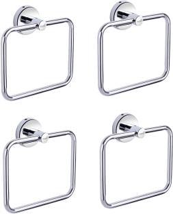 Prestige SQUARE Shape Premium Quality Stainless Steel Towel Ring Holder set of 4 Silver Towel Holder (Stainless Steel) SILVER Towel Holder