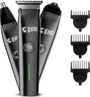 BEARDO Ape-X Prime Multipurpose Trimmer For Men | Grooming Kit For Beard, Ear & Nose Fully Waterproof Trimmer 120 min Runtime 4 Length Settings(Black)