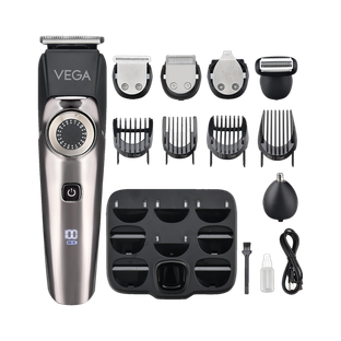 VEGA 9 in 1 Pro Multi Grooming Trimmer for Men, (VHTH-32) Trimmer 150 min Runtime 40 Length Settings(Black)
