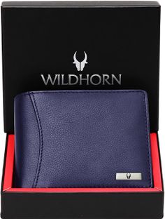 WILDHORN Men Casual, Formal, Travel Blue Genuine Leather Wallet(9 Card Slots)
