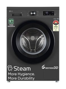 LG 7 kg 5 Star, Inverter Direct Drive Technology, 6 Motion DD, Reduce germs & allergens with steam cycles, In-built Heater & Touch Panel Fully Automatic Front Load Washing Machine with In-built Heater Black, Grey(FHB1207Z2M)