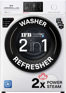 IFB 8 kg with 9 Swirl Wash, 2x Power Steam, 30 Min Steam Refresh Program, Eco Inverter Motor, DeepClean Powered by Ai Fully Automatic Front Load Washing Machine with In-built Heater White(Senator VXN 8012 CMS)
