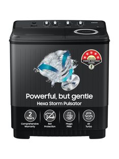 Samsung 9.5 kg 5 star,Air Turbo Drying Semi Automatic Top Load Washing Machine Black, Grey(WT95A4260GD/TL)