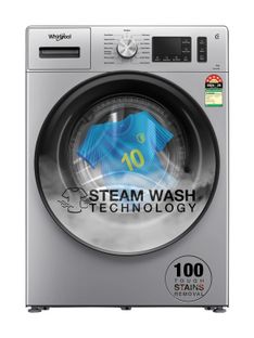 Whirlpool 7 kg 5 Star Inverter 100+ Tough Stains, Steam Technology Fully Automatic Front Load Washing Machine with In-built Heater Silver(SUPREME CARE SILVER 7012 -E)