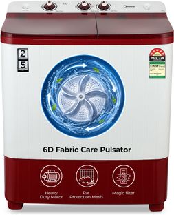 Midea 6.5 kg Semi Automatic Top Load Washing Machine Maroon, White(MWMSA065PDX(MW))