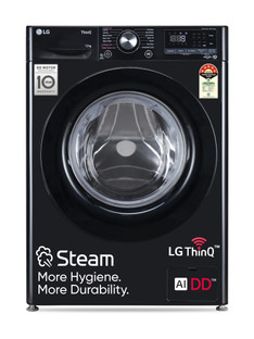 LG 12 kg 5 Star, AI Direct Drive Technology, Wi-Fi Enabled, Steam Wash, Intelligent & Convenient Fabric Care, Allergy Care, Remote Control, In-Built Heater Fully Automatic Front Load Washing Machine with In-built Heater Black(FHP1412Z3O)