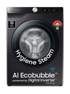 Samsung 8 kg 5 Star, AI Ecobubble, Wi-Fi, Hygiene Steam,Digital Inverter Fully Automatic Front Load Washing Machine with In-built Heater Black(WW80T504DAB1TL)