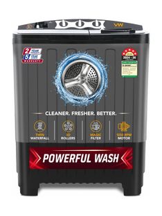 VW 7.5 kg Semi Automatic Top Load Washing Machine Black(AquaSpin0075P)