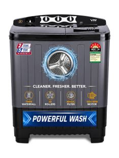 VW 8 kg Semi Automatic Top Load Washing Machine Black(SuperWash0080)