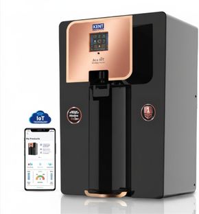 KENT ACE IoT 8 L RO + UV + UF + Copper + Alkaline + TDS Control Water Purifier IoT Enabled Digital Display Alkaline Water with pH 8-9.5 8L 20LP/Hr Ideal For Borewell/Tanker/Municipal Water(Soft Black)