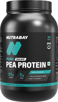 Nutrabay Pure 100% Pea Isolate - Plant-Based Protein (1 kg, Unflavoured)