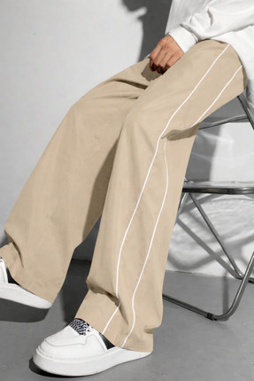 Amakriti Essence Men Loose Fit Beige Polyester Trousers