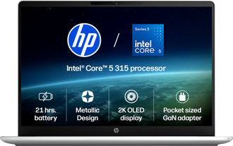 HP Omnibook 3 Next Gen AI PC, 2K OLED Intel Core 5 Series 3 315 - (12 GB/512 GB SSD/Windows 11 Home) 14-ht0242TU Laptop 14 inch, Glacier Silver Alumin