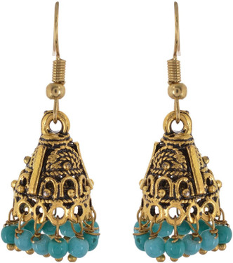 Subharpit Firozi Color Tussel Thread Dangle /& Drop Earrings for Women /& Girls