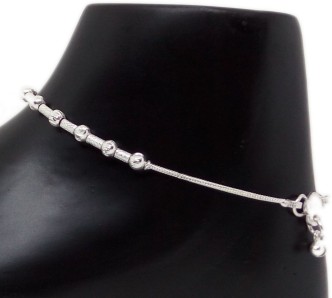 modern silver anklets with stones