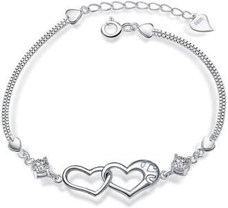 Silver Shoppee Valentine Special Rhodium Plated Bracelet for Girls and Women with Jewelry Gift Box Packing