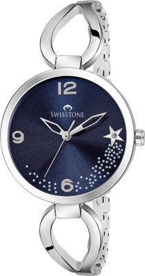 swisstone analogue pink dial silver plated bracelet women's wrist watch