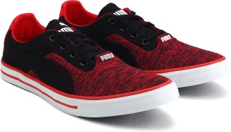 puma red black shoes
