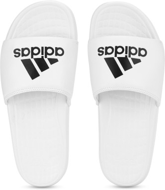 white adidas flip flops