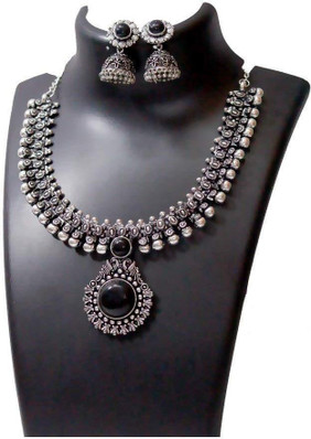 flipkart black metal necklace