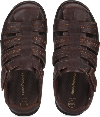 hush puppies men's oily fisherman leather athletic & outdoor sandals