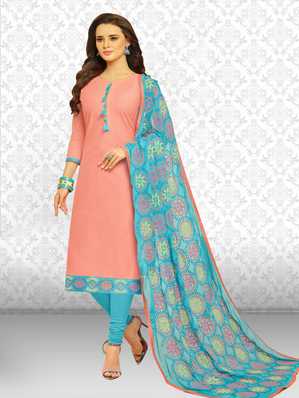 Cotton Dress Materials Online At Best Divastri Cotton Blend Embroidered Salwar Suit Material