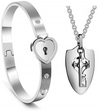 silver necklace set flipkart