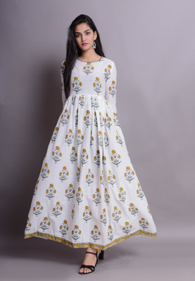 white anarkali dress flipkart