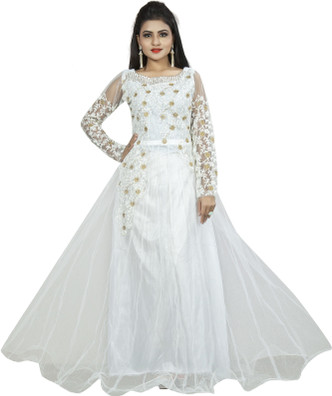 white anarkali design
