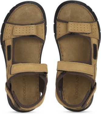 woodland men's khaki leather sandals and floaters